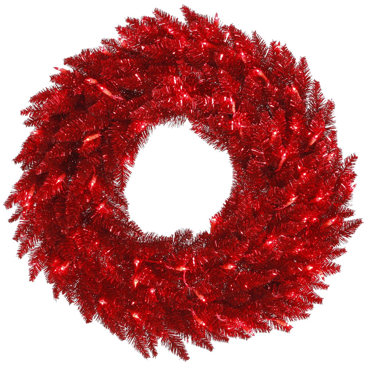Vickerman 30" Tinsel Red Wreath DuraL LED 100Red - K165231LED